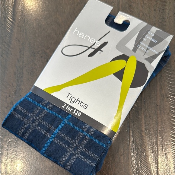 Hanes Tall Sapphire Flannel Grey Morroco Blue Tights with Geometric Design - Picture 1 of 7